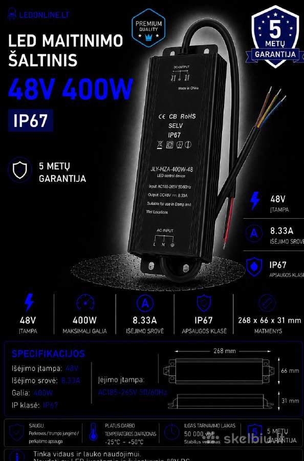 12-24-48v LED transformatoriai 36w-500w Ip20 Ip67 - nuotraukos Nr. 12