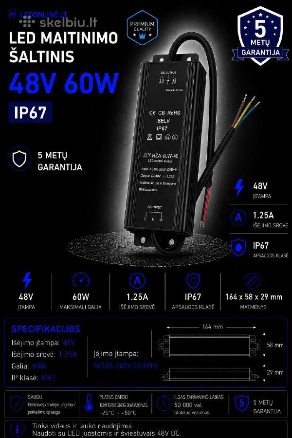12-24-48v LED transformatoriai 36w-500w Ip20 Ip67 - nuotraukos Nr. 18