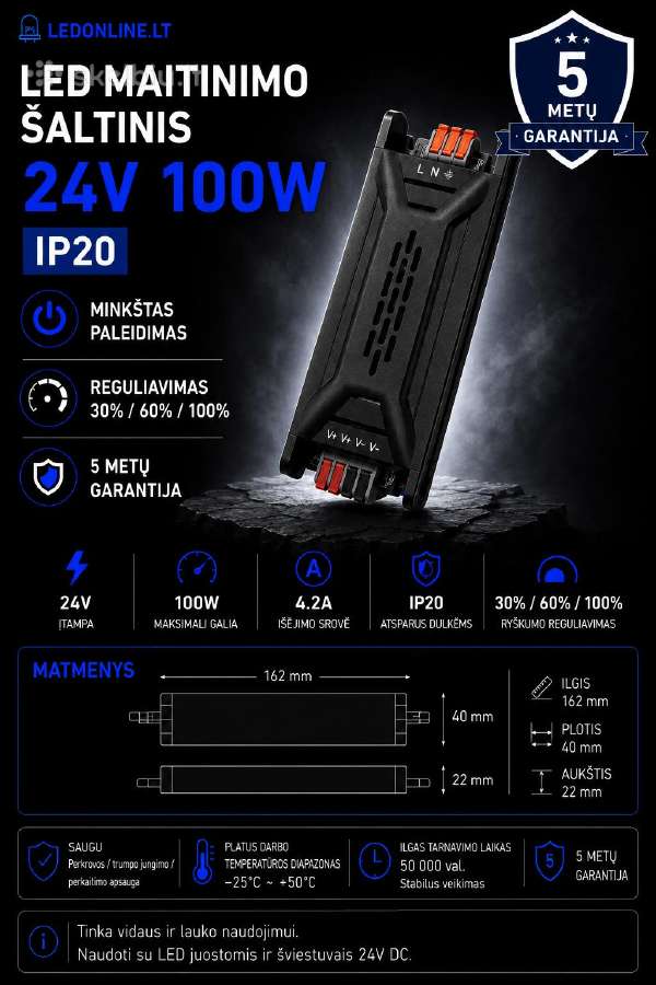 12-24-48v LED transformatoriai 36w-500w Ip20 Ip67 - nuotraukos Nr. 5