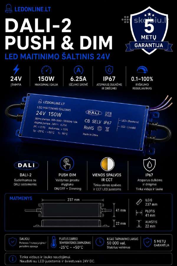 Dimeriojami Dali-2 Push & Dim LED transformatoriai - nuotraukos Nr. 3