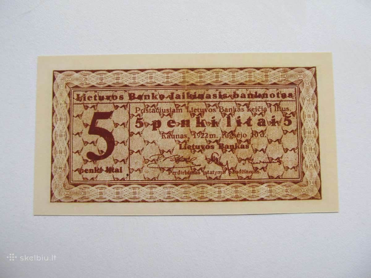 5 litai , Lietuva , 1922 rugsėjis