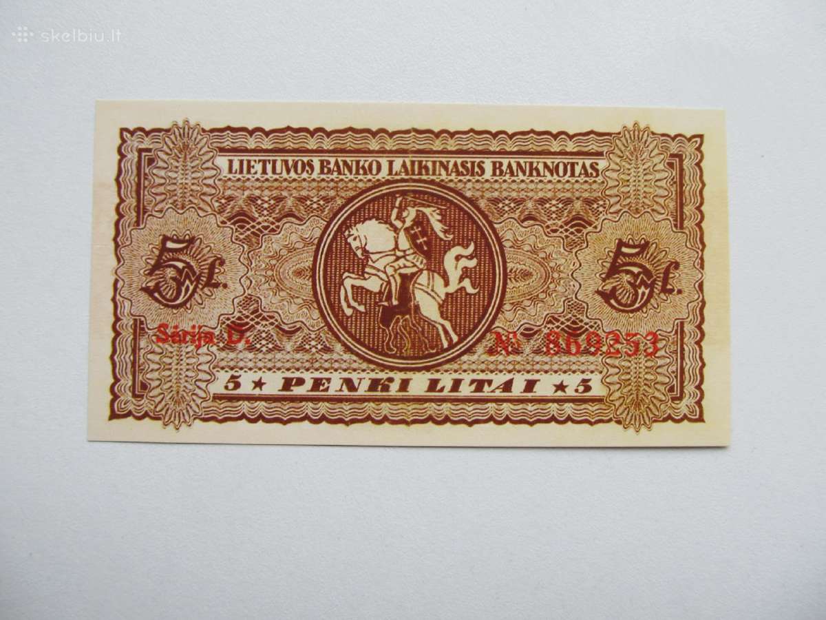 5 litai , Lietuva , 1922 rugsėjis - nuotraukos Nr. 2