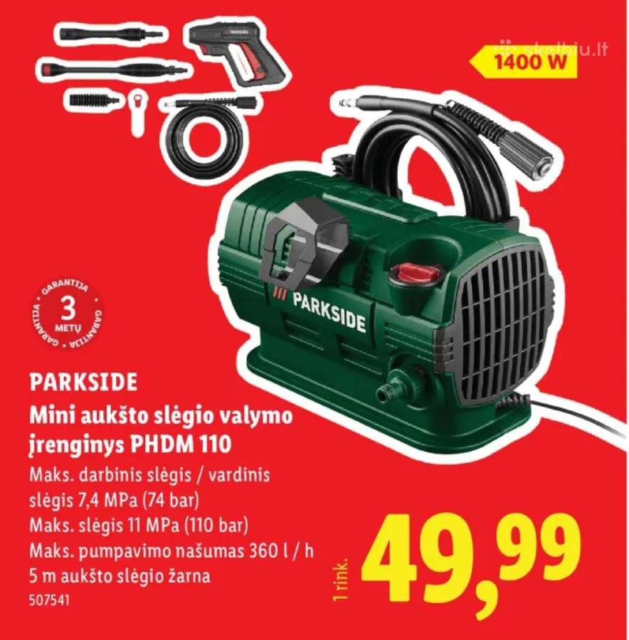 Parkside aukšto slegio plovykla Phdm110