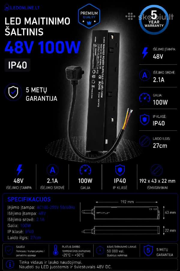 48v LED transformatoriai 60w 100w 200w 300w 400w - nuotraukos Nr. 5