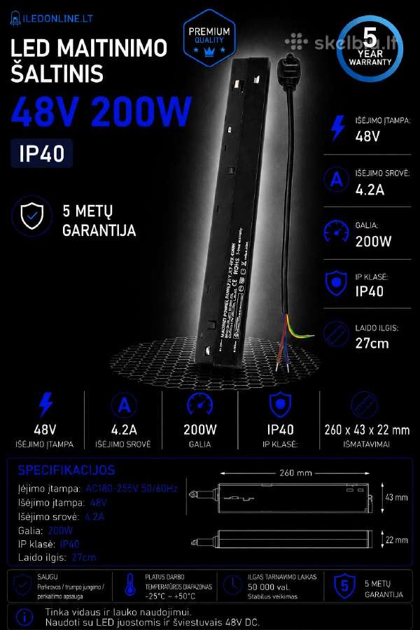 48v LED transformatoriai 60w 100w 200w 300w 400w - nuotraukos Nr. 6