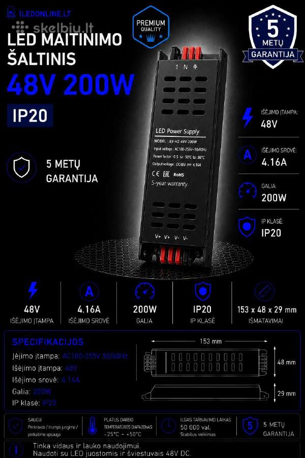48v LED transformatoriai 60w 100w 200w 300w 400w - nuotraukos Nr. 2