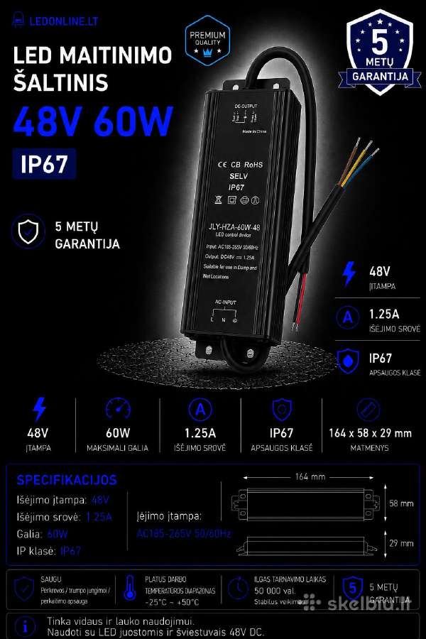 48v LED transformatoriai 60w 100w 200w 300w 400w - nuotraukos Nr. 7