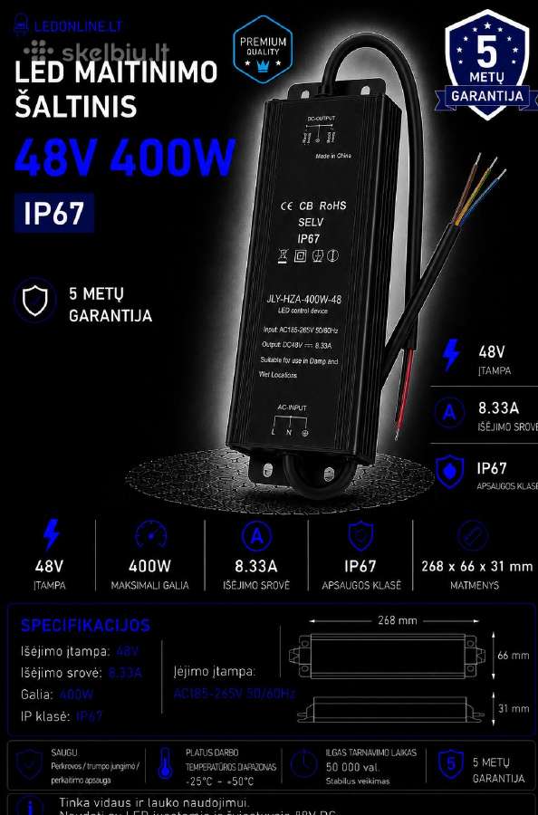 48v LED transformatoriai 60w 100w 200w 300w 400w - nuotraukos Nr. 11
