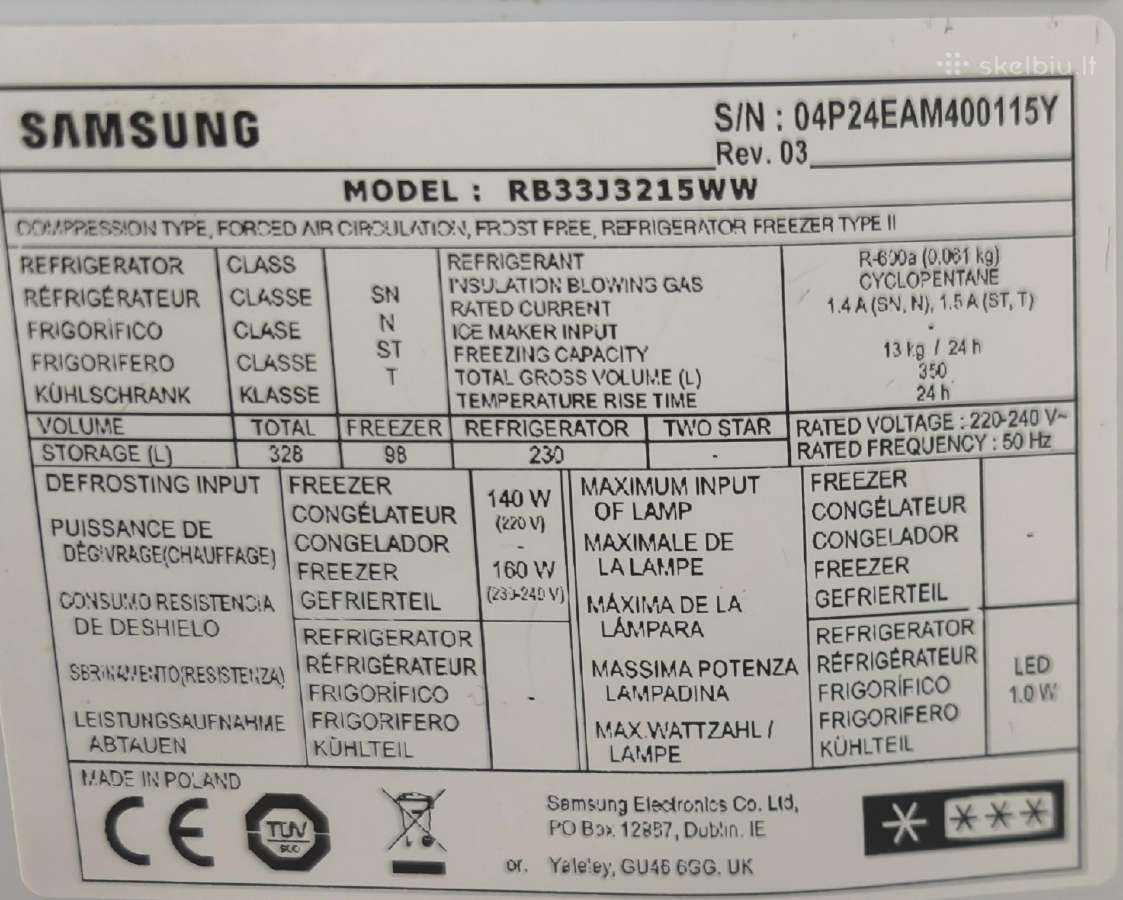 Samsung šaldytuvas Naudotas Nofrost - nuotraukos Nr. 10