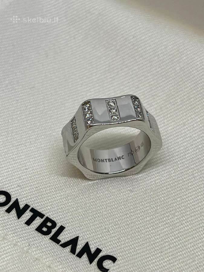 Montblanc žiedas su briliantais 18 k balt. auksis