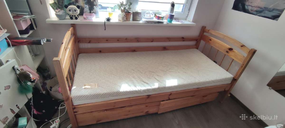 Vaikiška lova 190x80 su stalčiais + Lonas čiužinys