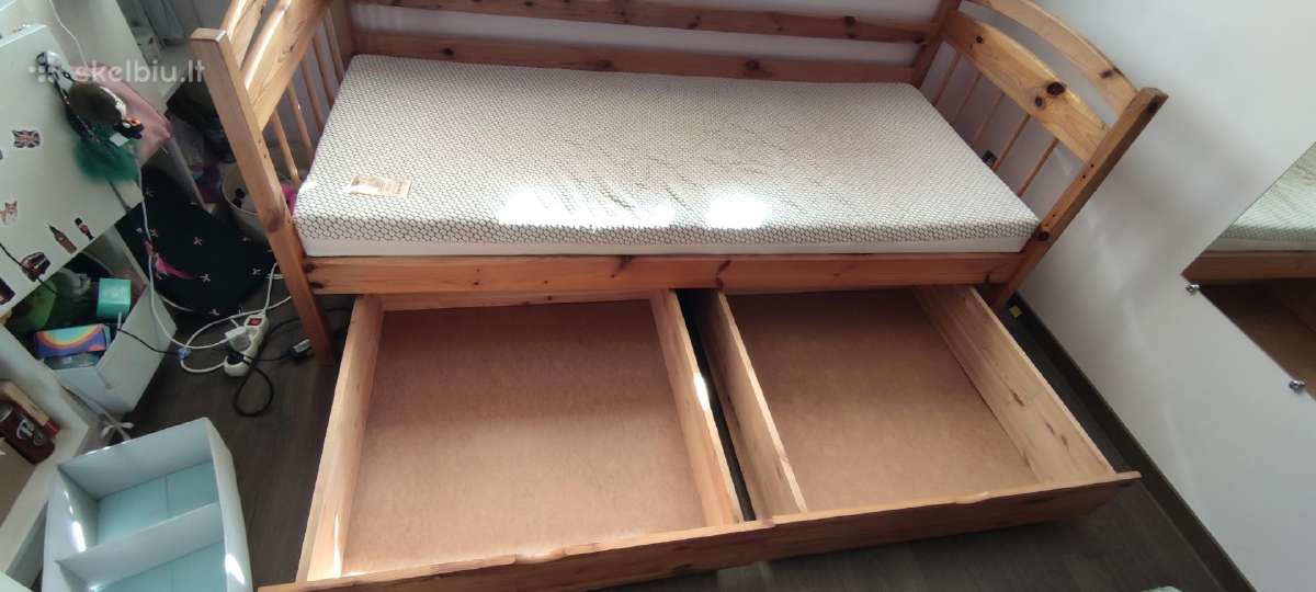 Vaikiška lova 190x80 su stalčiais + Lonas čiužinys - nuotraukos Nr. 2