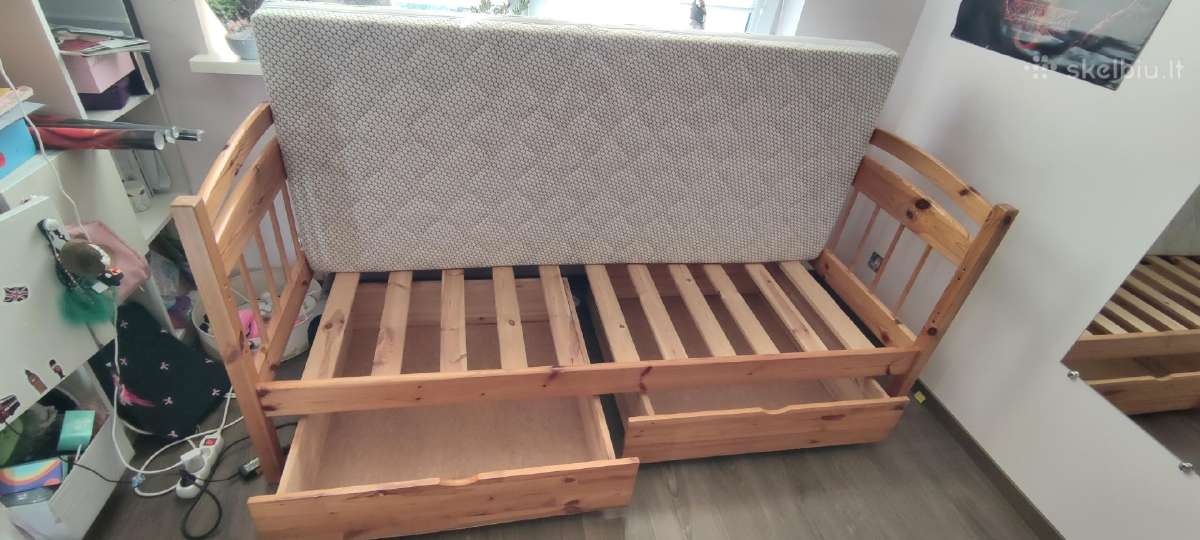 Vaikiška lova 190x80 su stalčiais + Lonas čiužinys - nuotraukos Nr. 6
