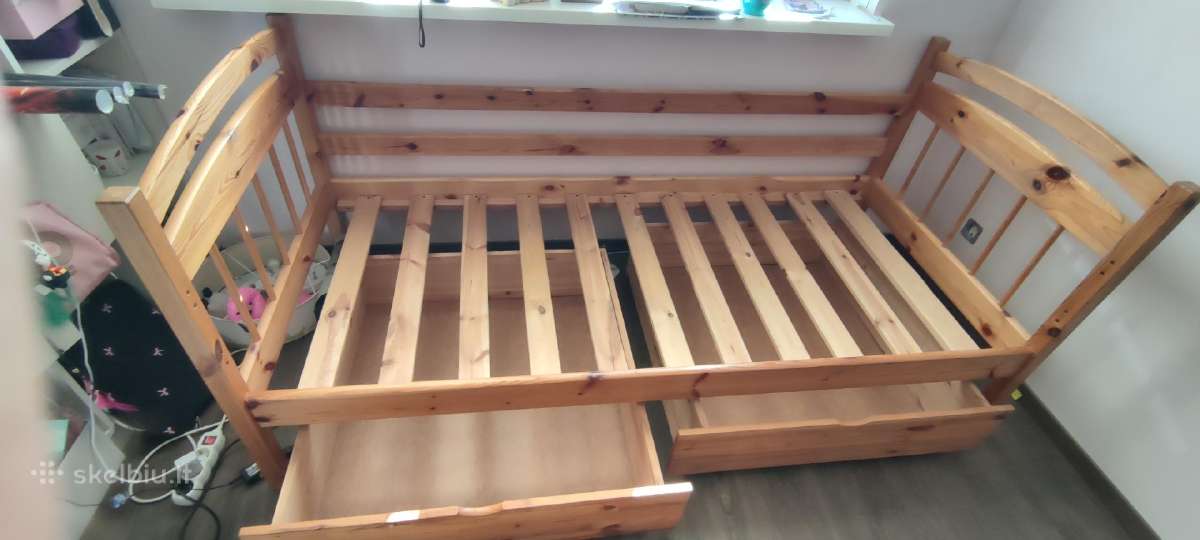 Vaikiška lova 190x80 su stalčiais + Lonas čiužinys - nuotraukos Nr. 4