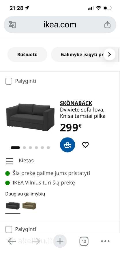 Ikea sofa 120 cm - nuotraukos Nr. 4