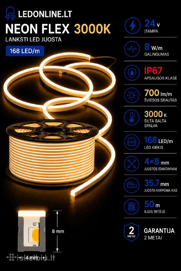 Neon Flex 12v/24v Lankstus LED neonas - nuotraukos Nr. 2