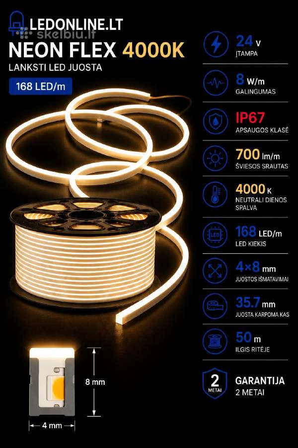 Neon Flex 12v/24v Lankstus LED neonas