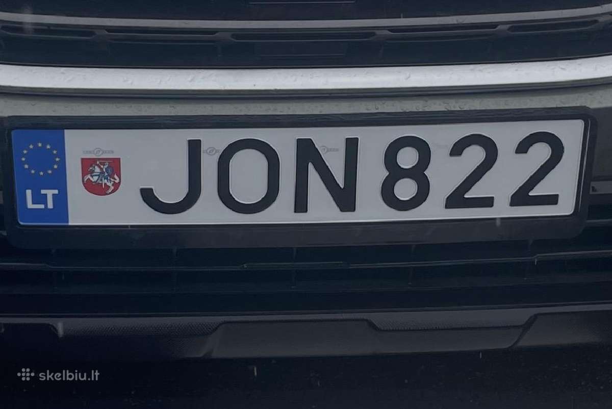 Valstybiniai automobilio numeriai Jon 822