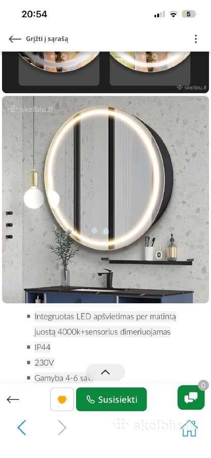 LED veidrodis su spintele - nuotraukos Nr. 6