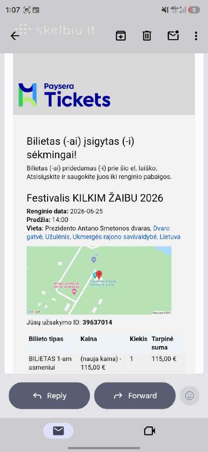 Kilkim zaibu bilietas