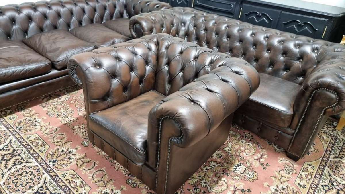 Chesterfield natūralios odos komplektas 3+1+1 - nuotraukos Nr. 22