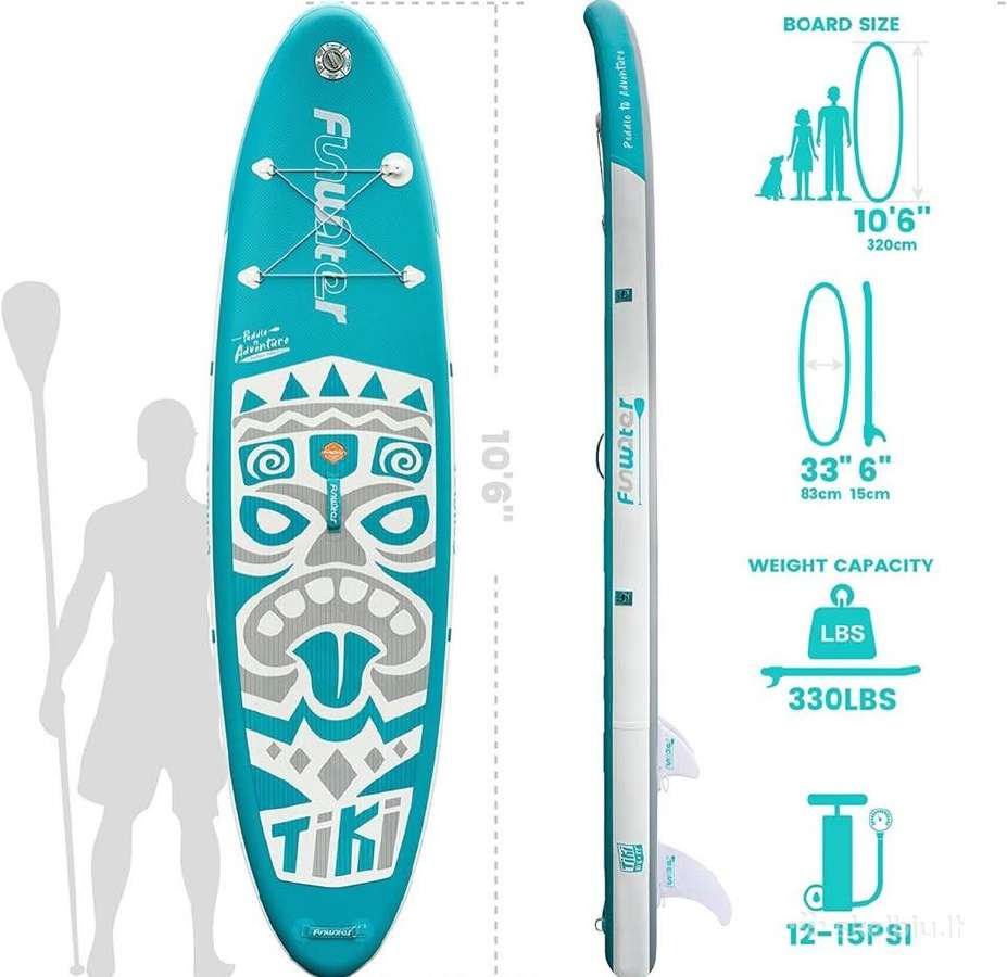 Naujos Funwater Tiki irklentės 320x84x15 150kg Sup - nuotraukos Nr. 2