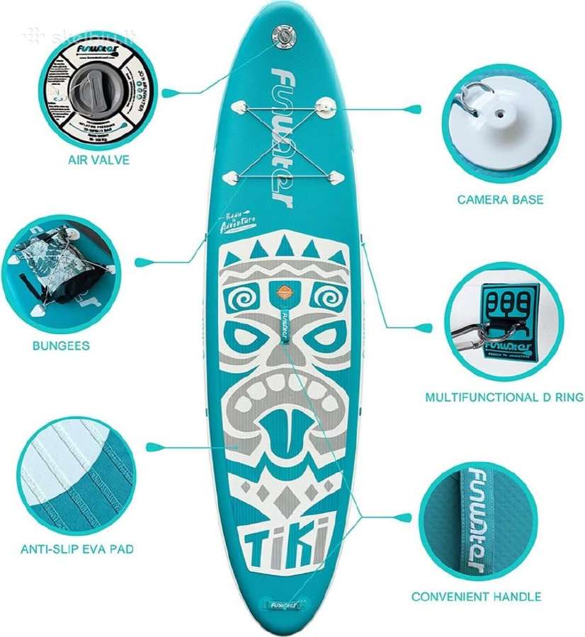 Naujos Funwater Tiki irklentės 320x84x15 150kg Sup - nuotraukos Nr. 4