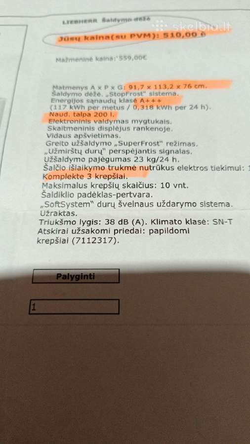 Liebherr šaldiklis / šaldymo dėžė