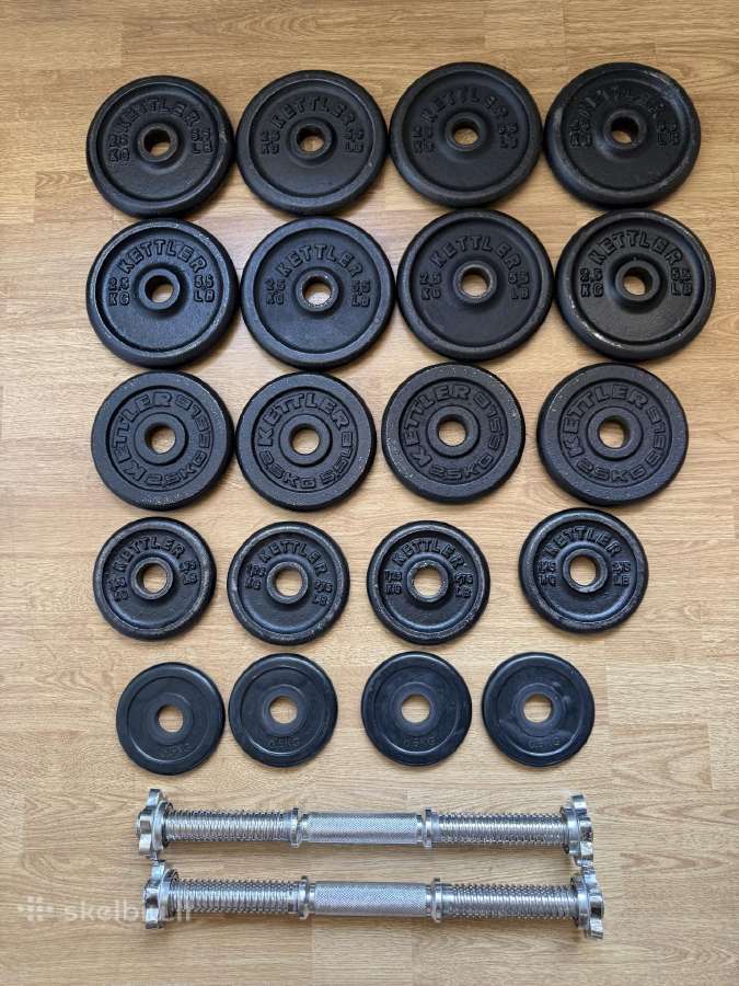 Kettler hantelių komplektas 41 kg su 2 grifais