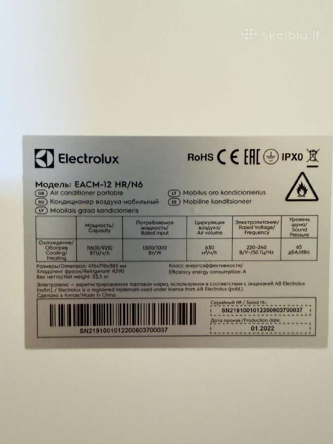 Parduodu kondicionierių Electrolux Eacm-12 Hr/n6 - nuotraukos Nr. 3