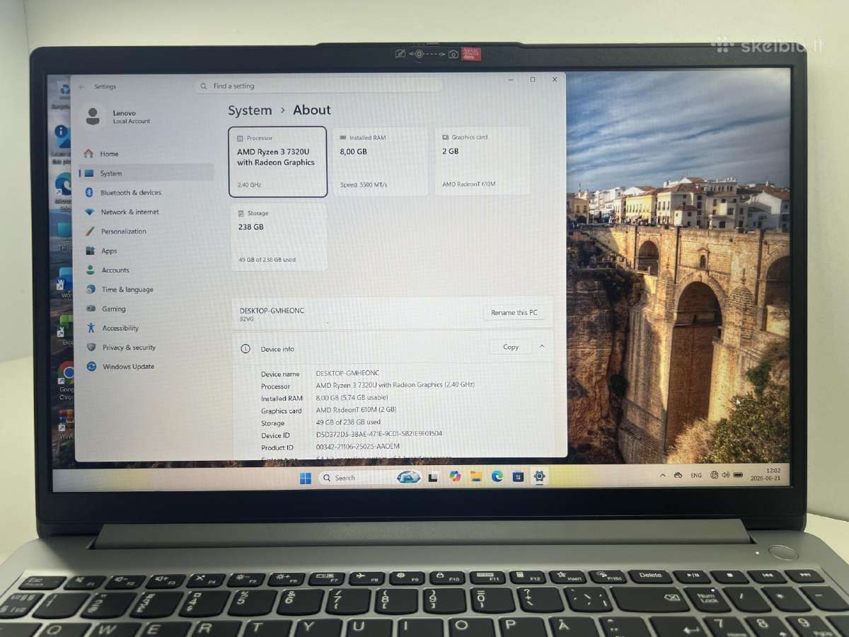 Lenovo ideapad 1 15amn7 - nuotraukos Nr. 2