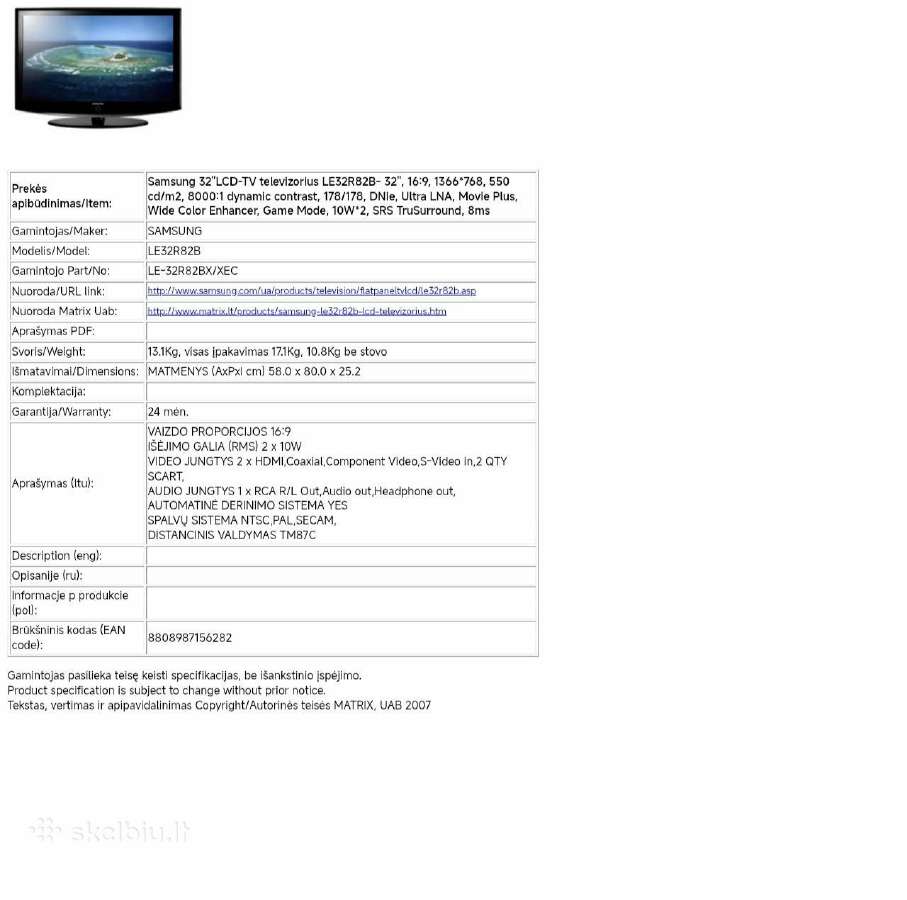 Televizorius Samsung Le32r82b-81cm - nuotraukos Nr. 4