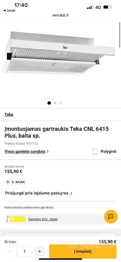 Įmontuojamas gartraukis Teka Cnl 6415 Plus