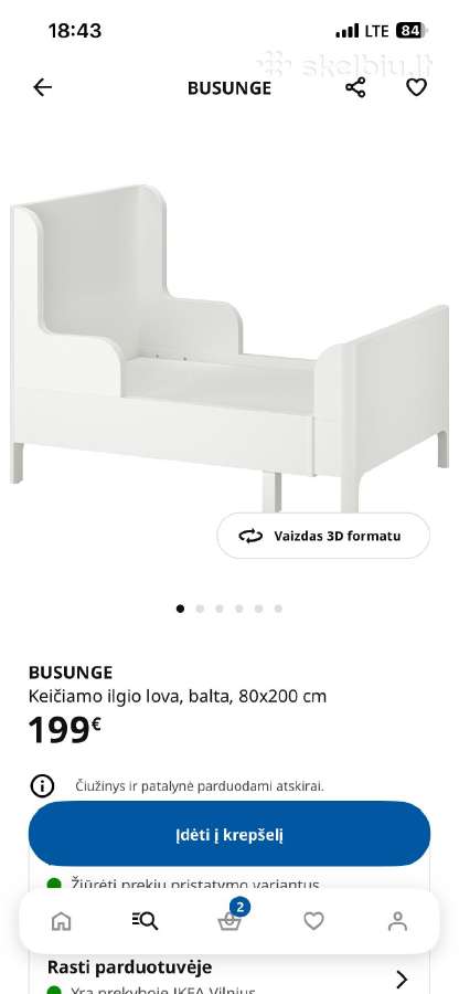 Busunge Ikea keičiamo ilgio lovytė