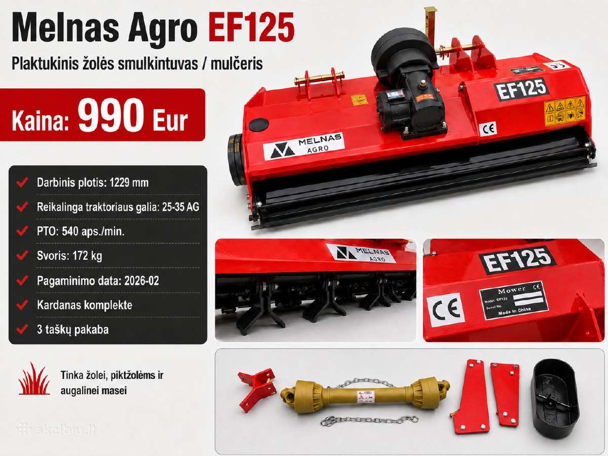 Plaktukinis žolės smulkintuvas Melnas Agro Ef125
