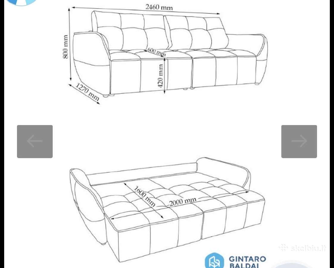 Parduodama nauja neišpakuota Sofa-lova Bombey. - nuotraukos Nr. 5