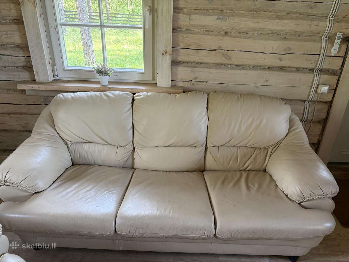 Naturalios odos sofa su miegam funk.ir du foteliai - nuotraukos Nr. 2