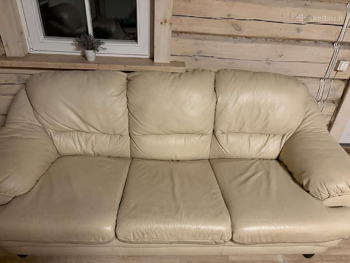 Naturalios odos sofa su miegam funk.ir du foteliai - nuotraukos Nr. 3
