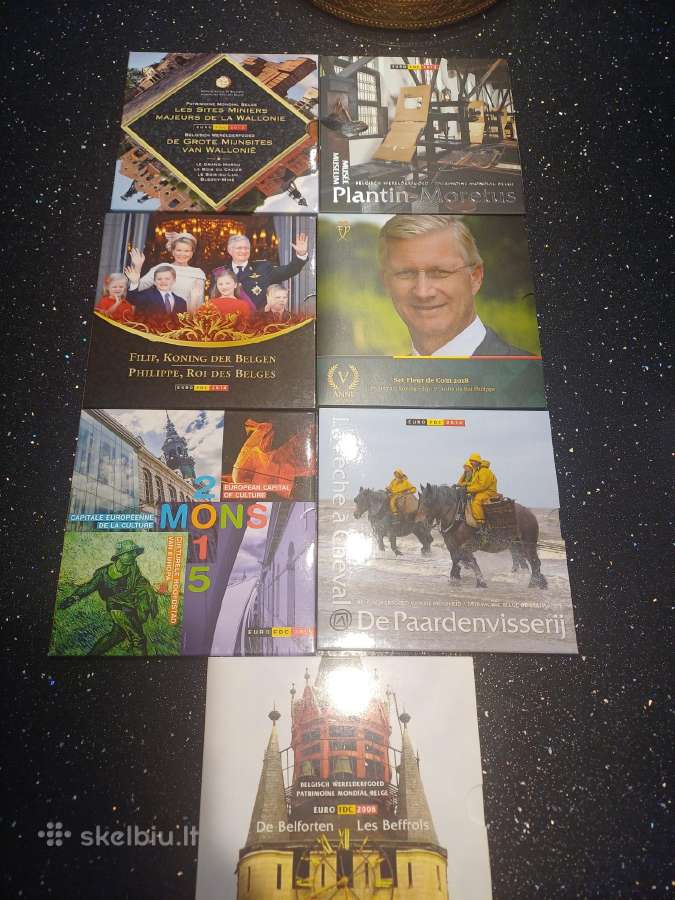 Belgija 7 Fdc rinkiniai, euro monetos