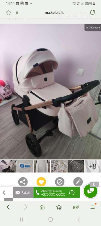 Camarelo vežimėlis trijų dalių