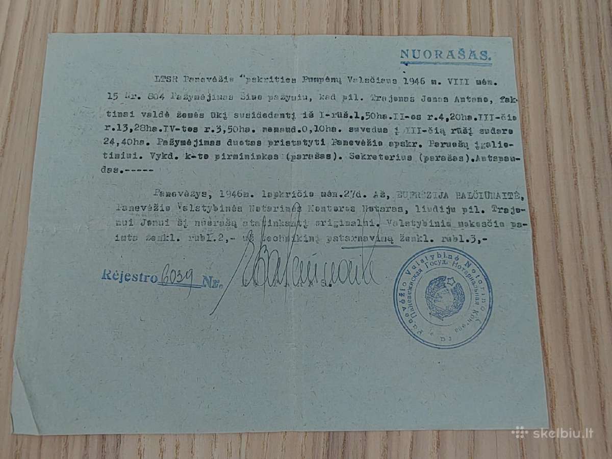 1946 m. nuorašai apie valdomą žemę po 5 eurus - nuotraukos Nr. 3
