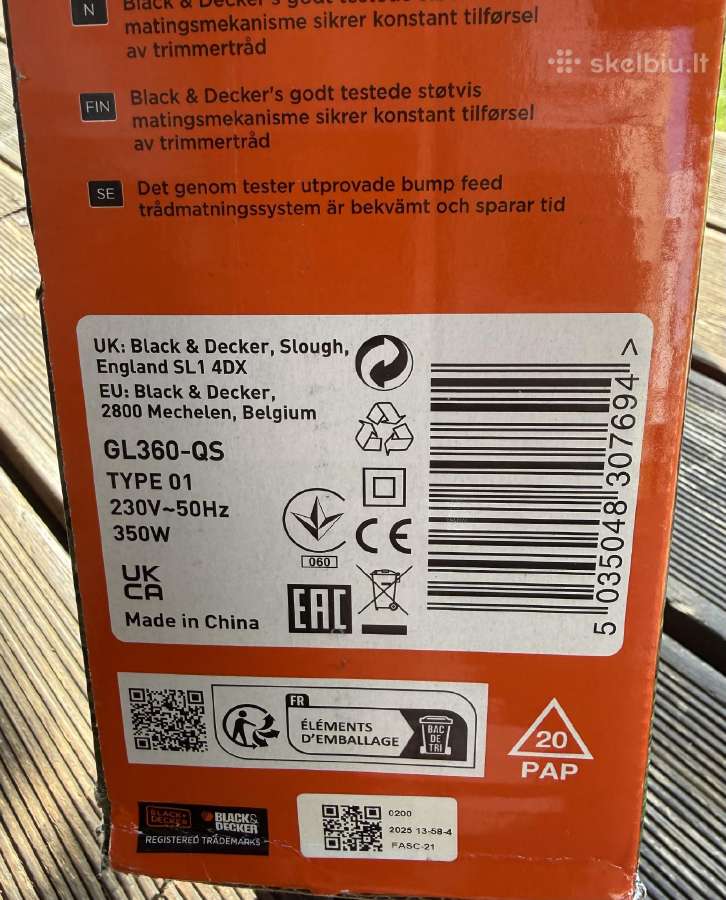 Black Decker elektrinis trimeris 350w - nuotraukos Nr. 2