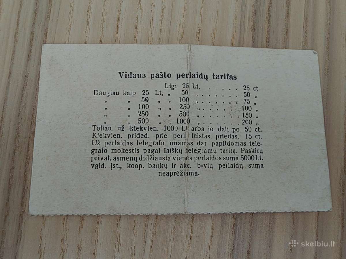 Vidaus pašto pedlaidų tarifai
