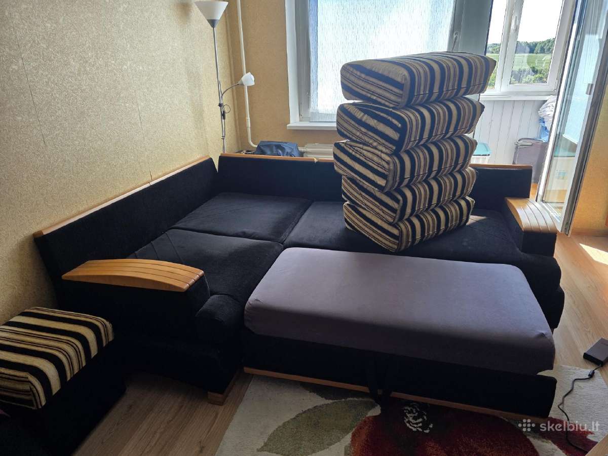 Minkštas kampinis sofa-lova su patalynės dėže - nuotraukos Nr. 3