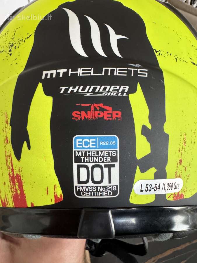 Mt Helmets Thunder Shell Sniper motociklo šalmas - nuotraukos Nr. 9