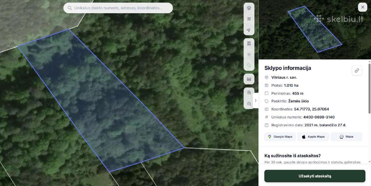 Parduodami perspektyvūs žemės sklypai Vilniaus r.,