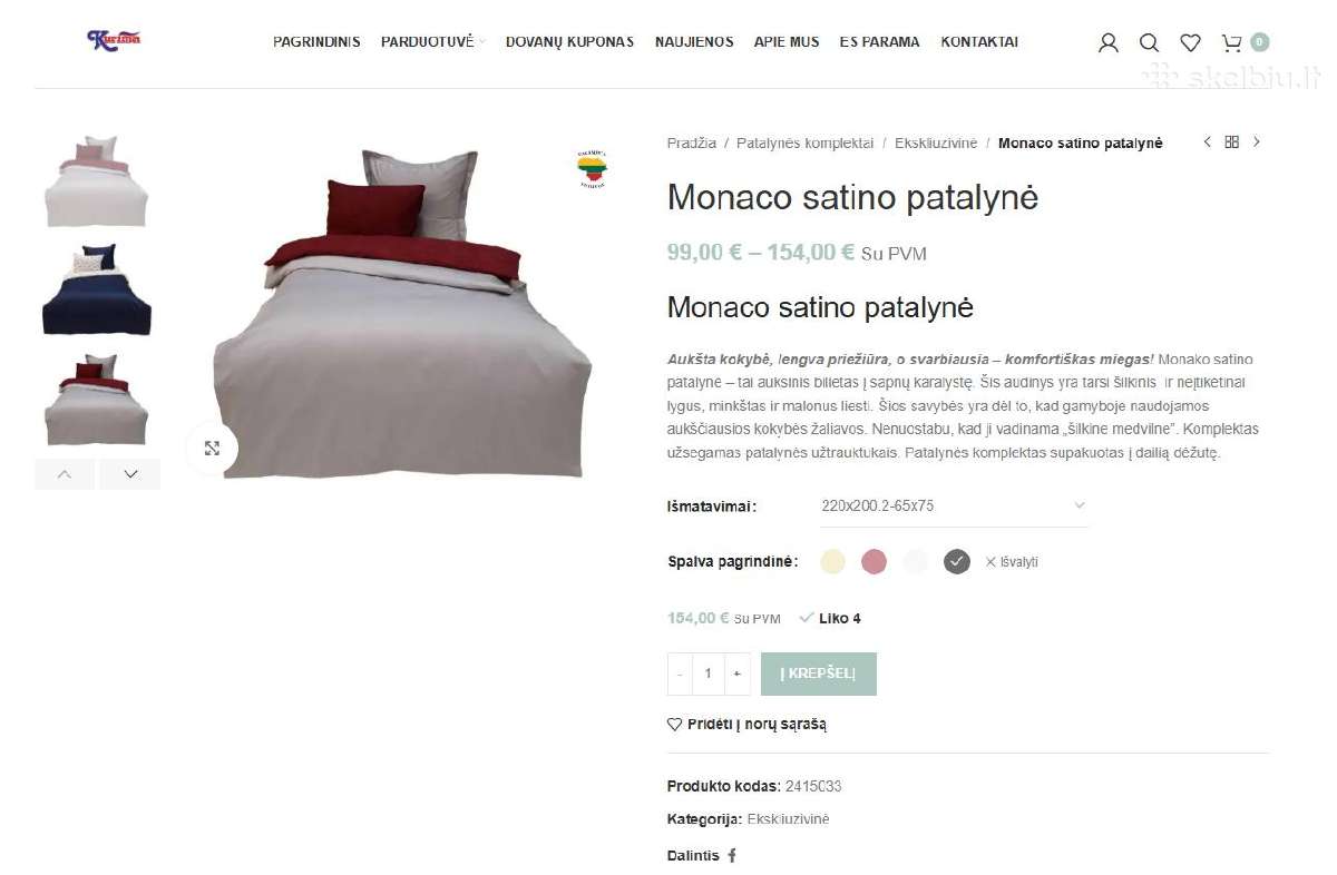 Kurima Monaco satino patalynė - nuotraukos Nr. 4