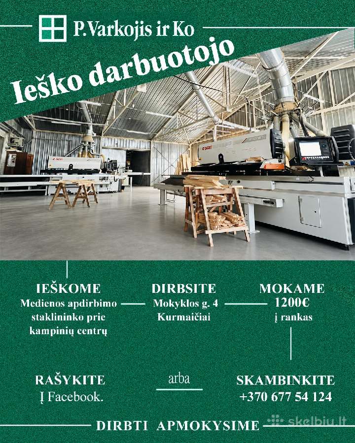 Medienos apdirbimo staklininko (-ės) Apmokome
