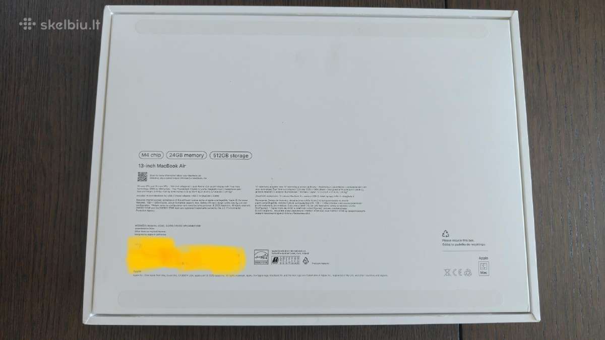 MacBook Air M4 24gb / 512gb Dėžė - nuotraukos Nr. 2