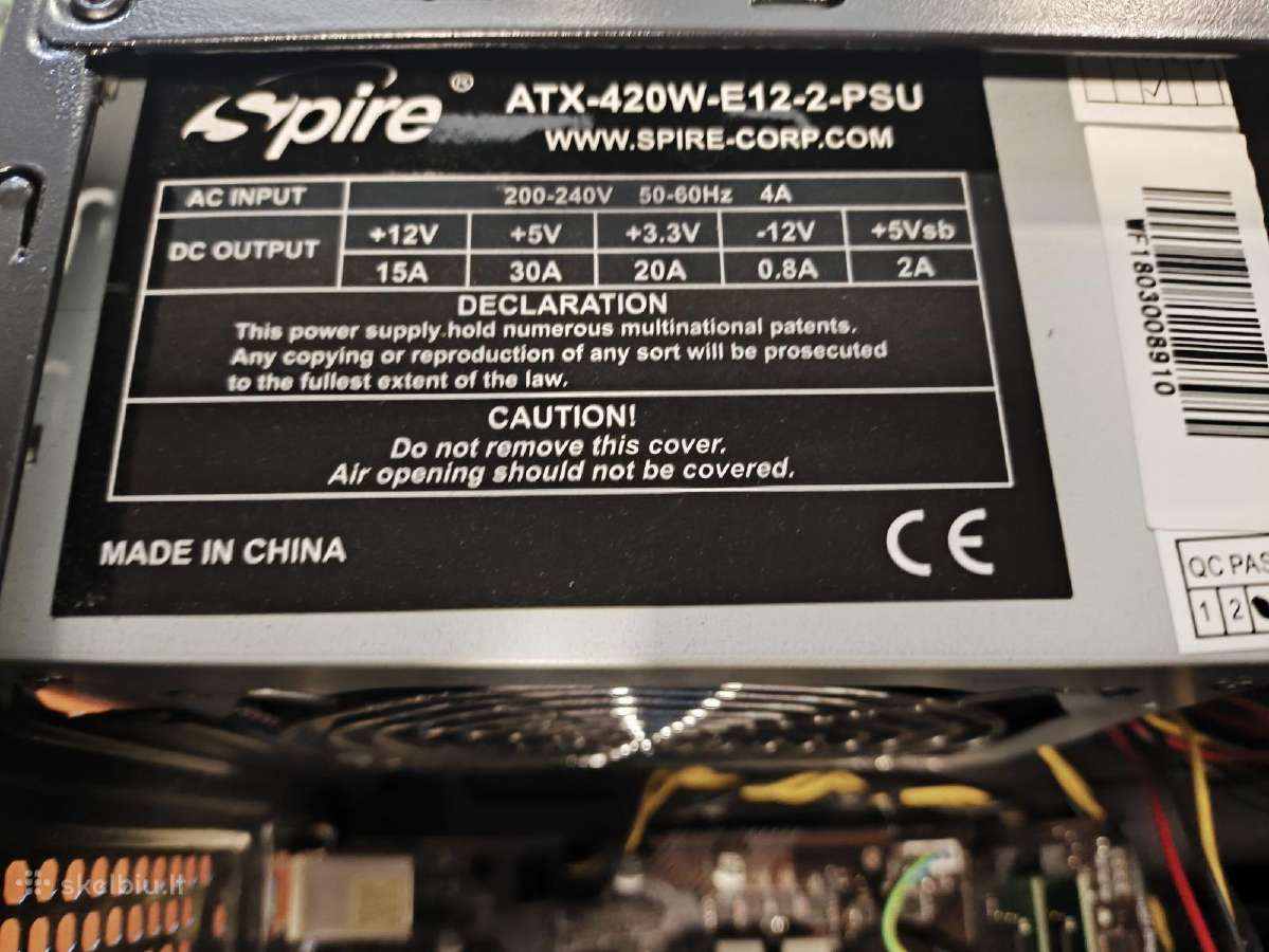 Standartinės jungtys Psu, MB i3-8100 8gb RAM 240gb - nuotraukos Nr. 4